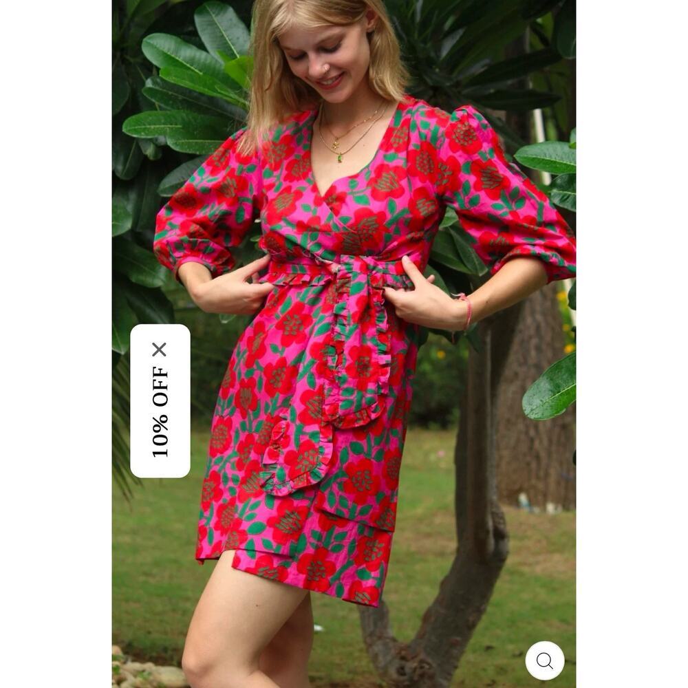 Cyclamen Anthropologie BERRY BLUSH SHORT DRESS Large 2420